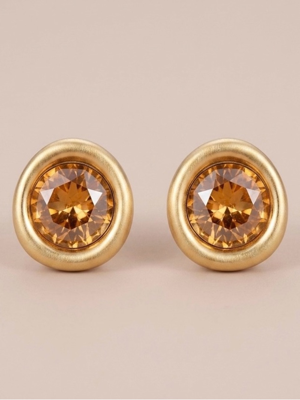 14k Gold Plated Austrian Amber Crystal Earrings Hypoallergenic Swarovski Style